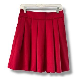 Ann Taylor Red Pleated A-Line Skirt Size‎ 4 Holidays Christmas Party